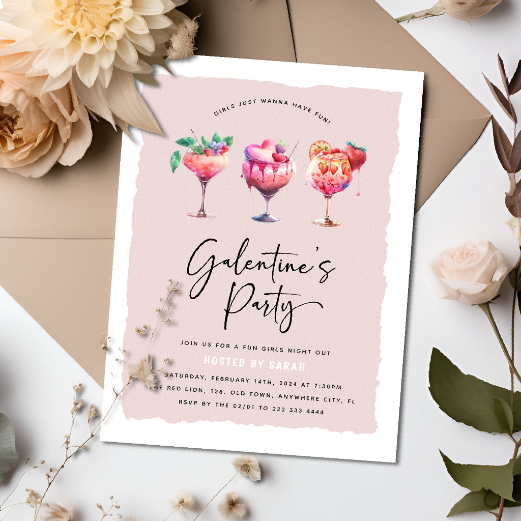 Cute Girls Galentine's Party Valentines Invitation