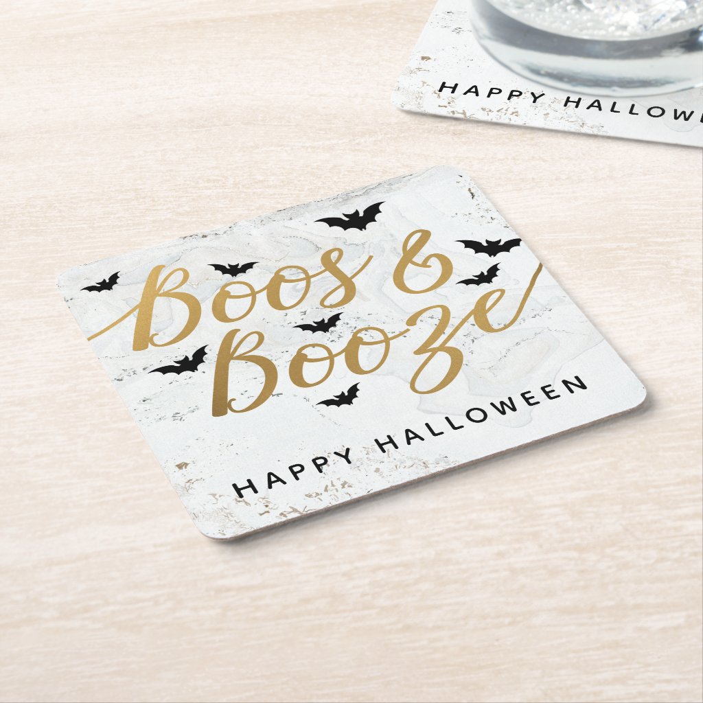 Boos & Booze Halloween Party Square Paper Coaster