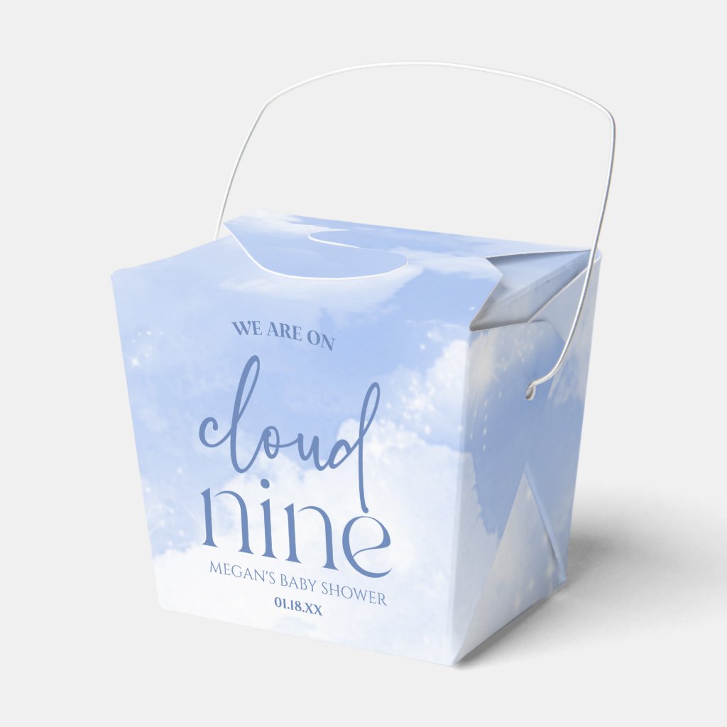 We Are On Cloud Nine Blue Baby Shower Favor Box