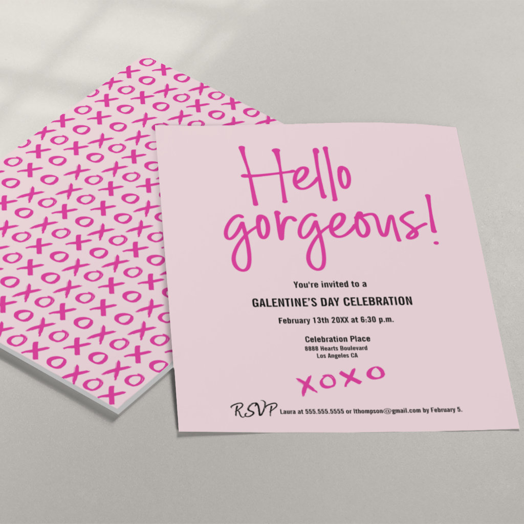 Hello gorgeous Galentine's Day xoxo pink custom Invitation