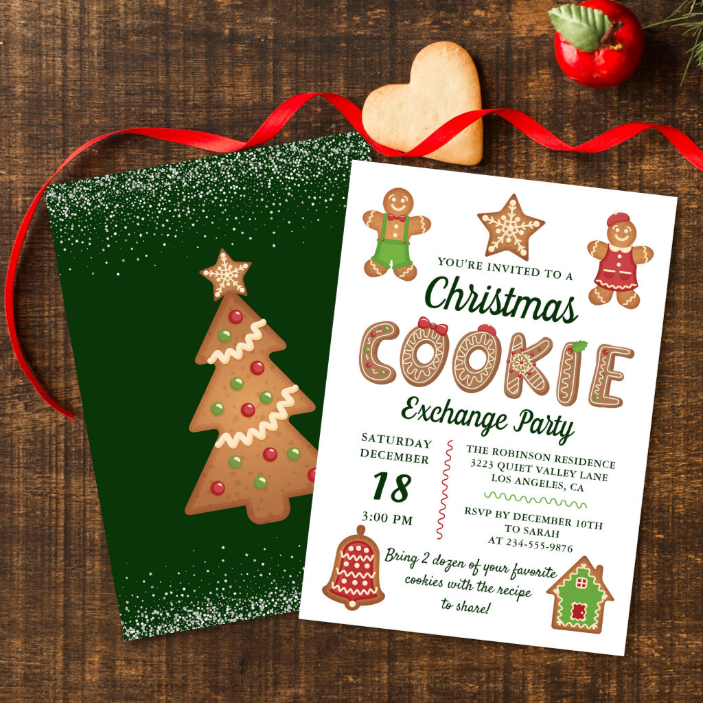 Christmas Gingerbread Cookie Exchange Party Invitation