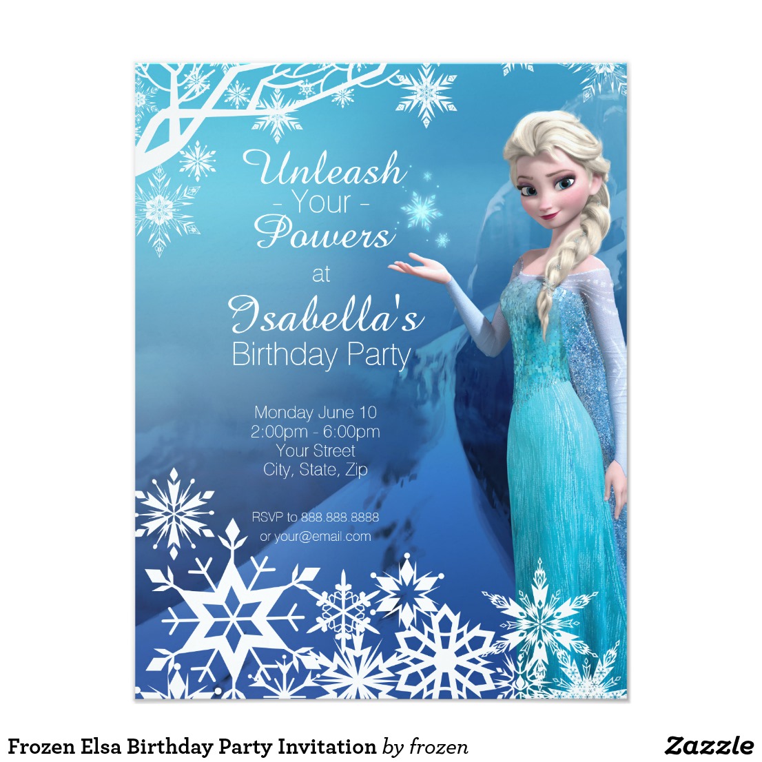 10 Personalised Frozen Olaf Children Birthday party invitations Snow Flakes