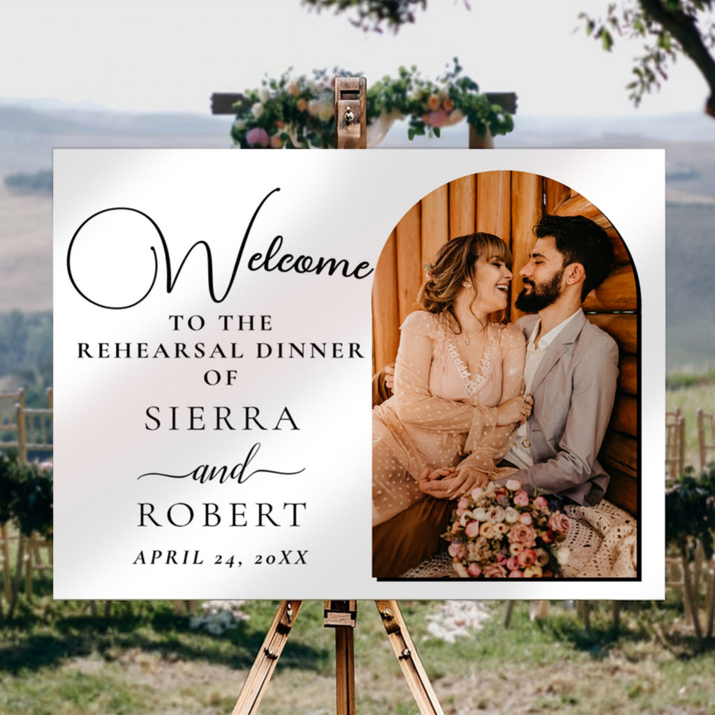 Minimal Simple Photo Rehearsal Dinner Welcome Sign