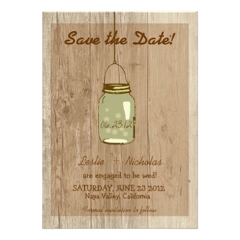 Country Wooden Rustic Mason Jar Save the Date Personalized Announcement