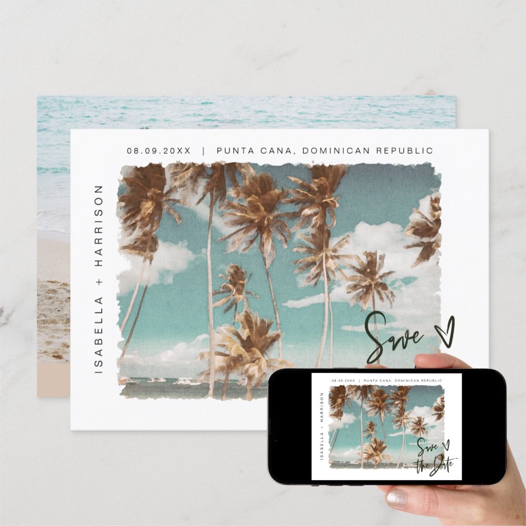SOPHIA | Island Beach Tropical Palm Save the Date Invitation