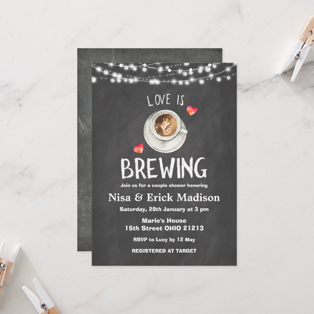 Chalkboard Beer Bridal Shower Love is Brewing Invitation
