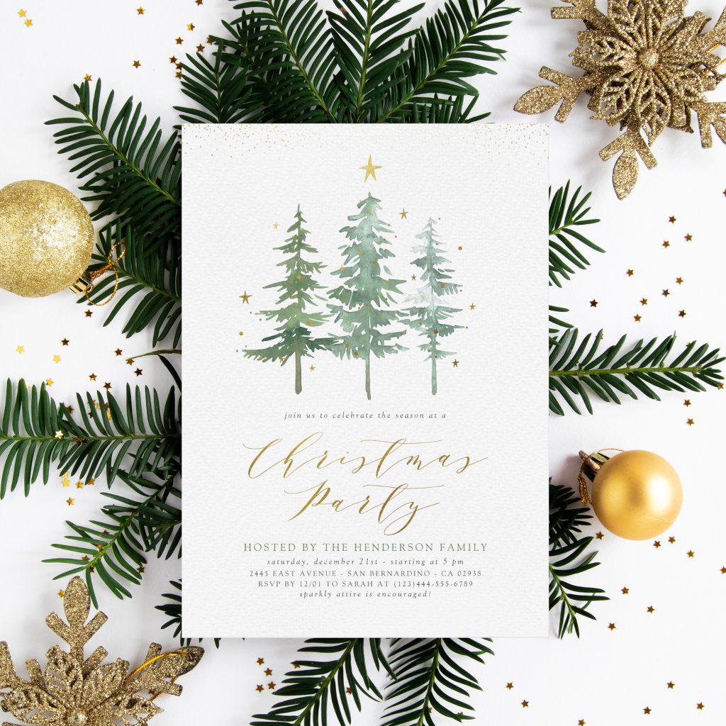 Christmas Pines | Budget Holiday Party Invitation