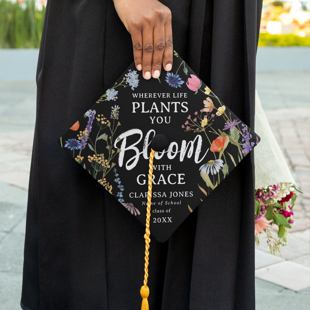 Wildflower 'Bloom with Grace' Graduate Graduation Cap Topper