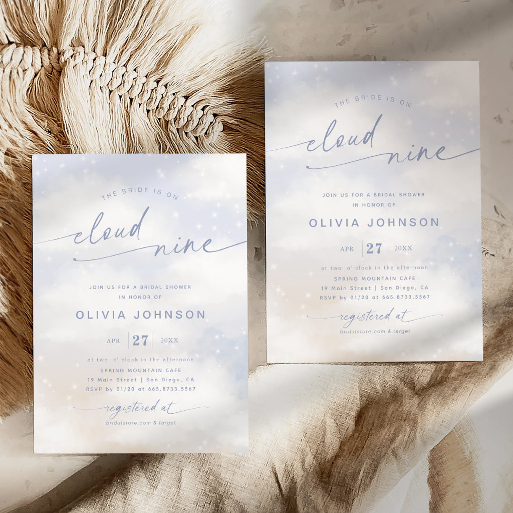 Bride Is On Cloud 9 Dreamy Clouds Bridal Shower Invitation