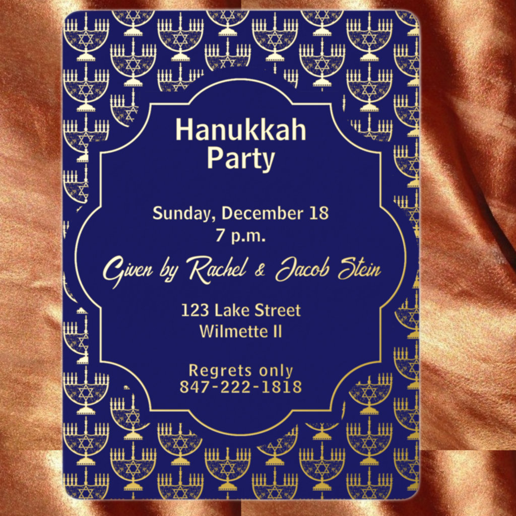 Hanukkah menorah dinner party Foil Invitation
