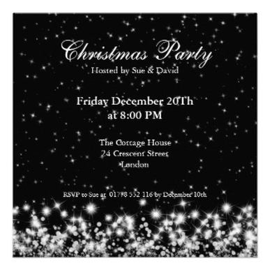 christmas Party Invitation Elegant Winter Sparkle Black