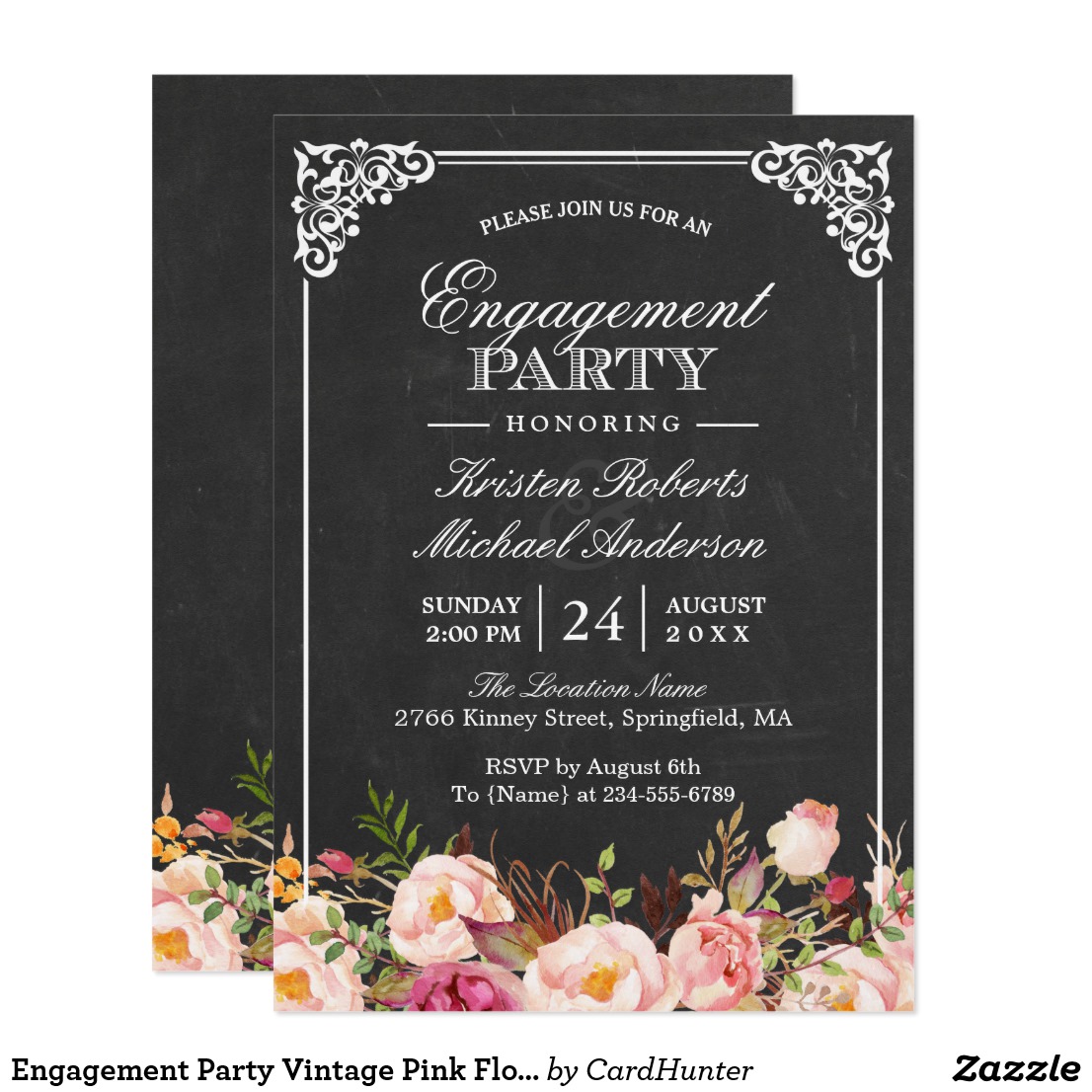 Chalkboard Wedding Engagement Party Invitations