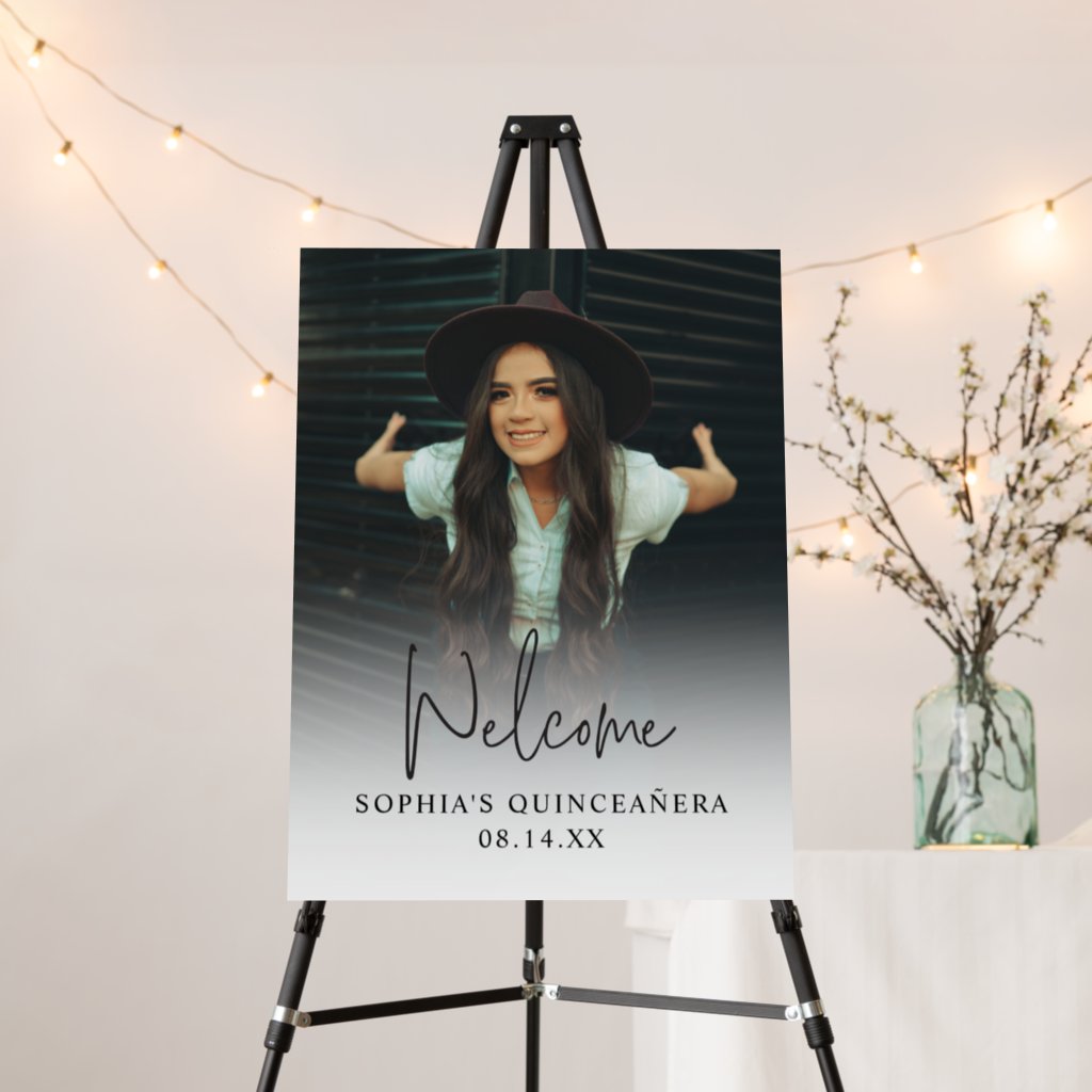 Your Photo Quinceanera 15th Birthday Welcome Sign