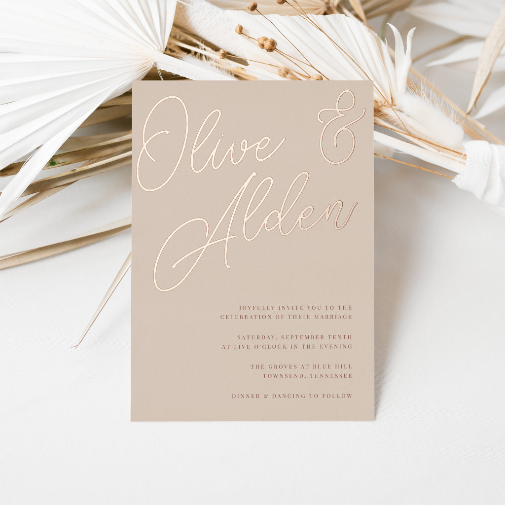 Sand | Rose Gold Script Wedding Foil Invitation