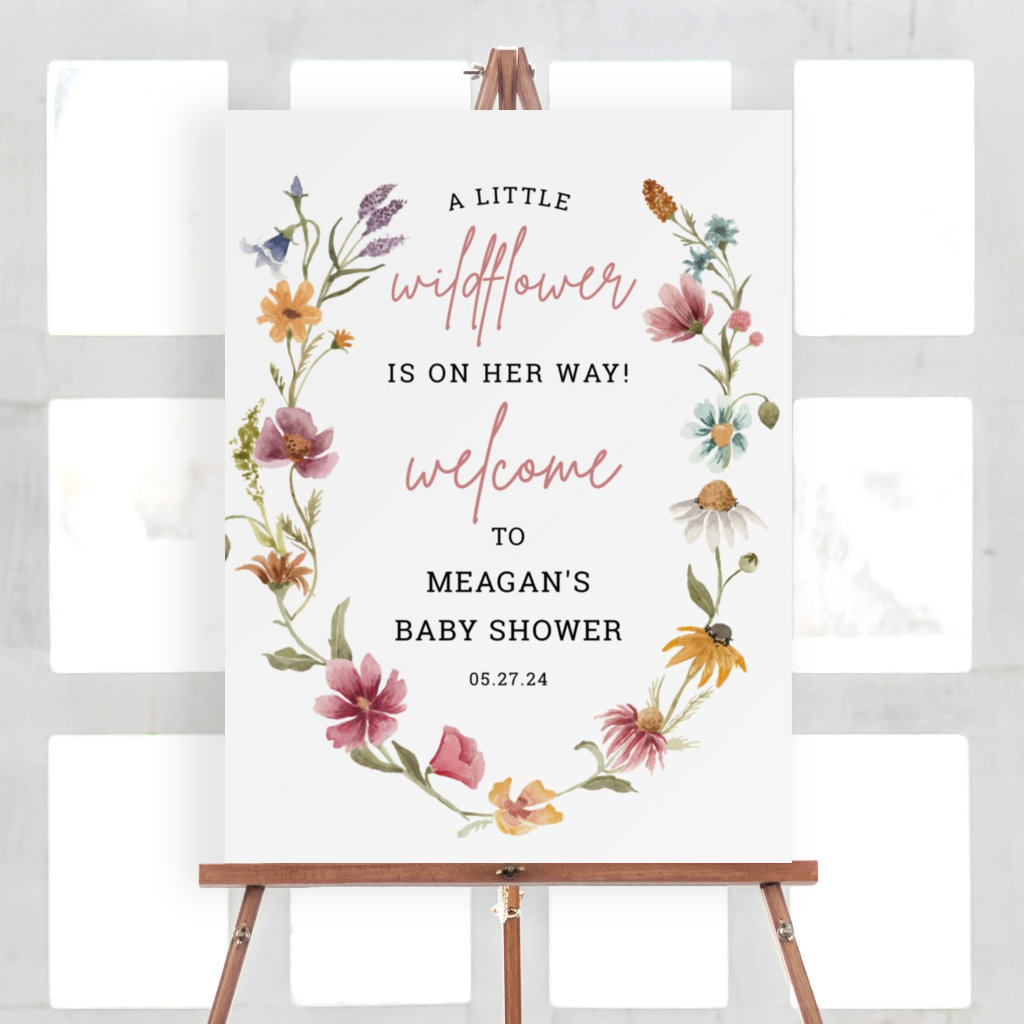 Little Wildflower Floral Baby Shower Welcome Sign