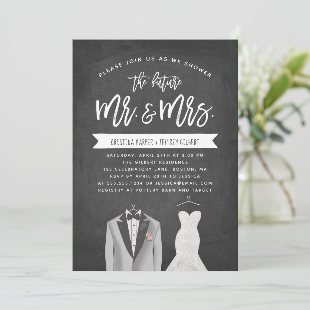 Tux and Dress Couples Wedding Shower Invitation