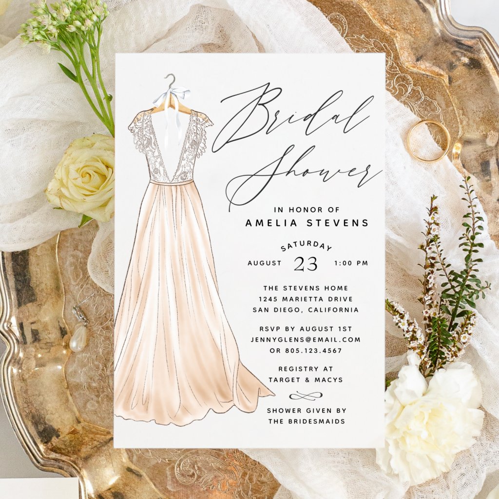 Elegant Gown Bridal Shower Invitation