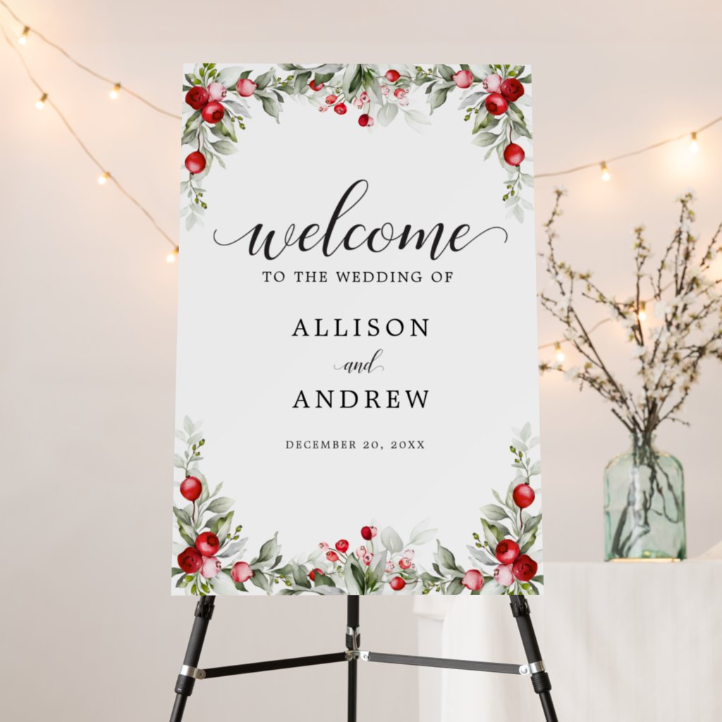Winter Berries | Wedding Welcome Foam Board