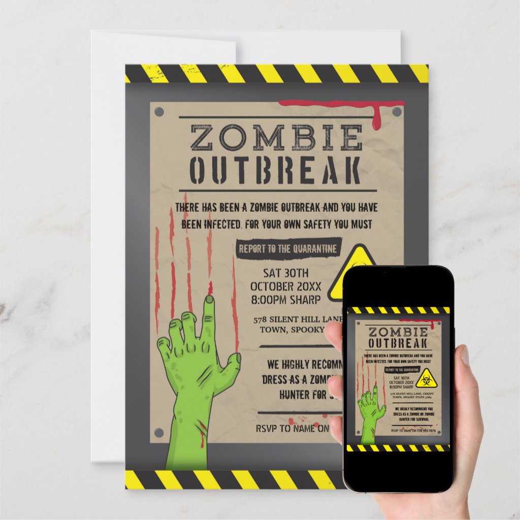 Zombie Outbreak Invite Halloween Party