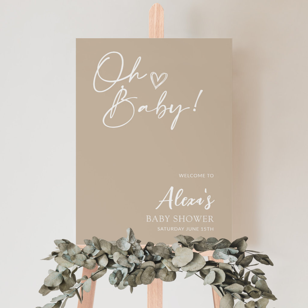 Neutral Baby Shower Welcome Sign Beige Poster
