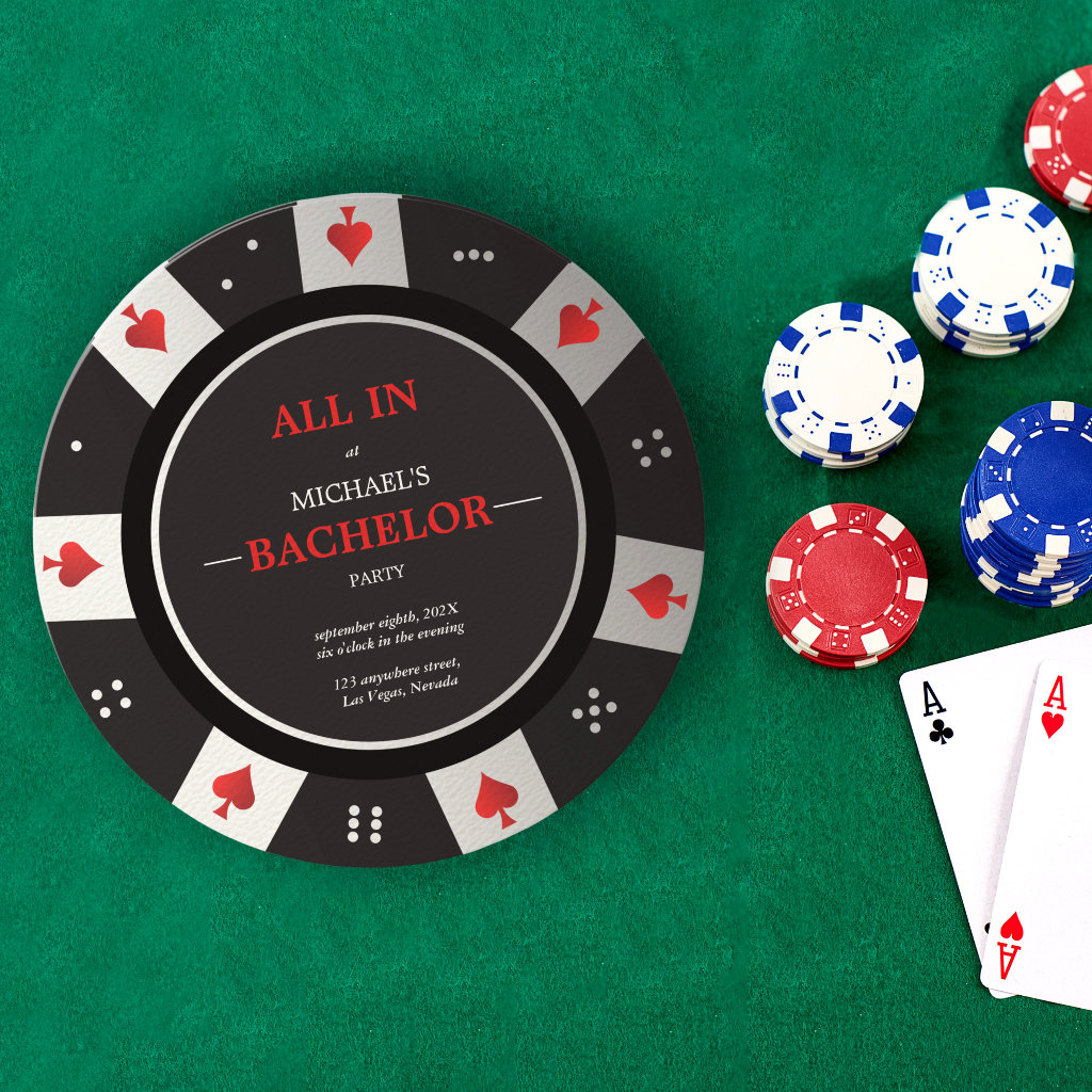 Casino Las Vegas Poker Chip Bachelor Party Invitation