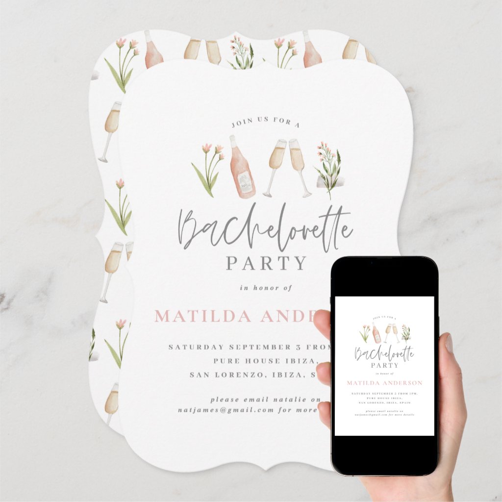 wildflower floral bachelorette party invitation