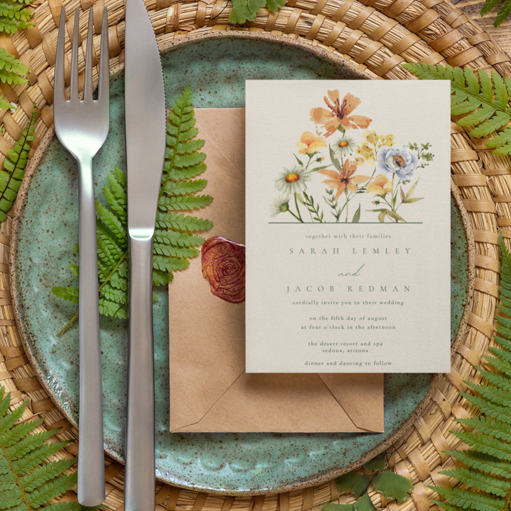 Wildflowers Botanical Garden Wedding Invitation