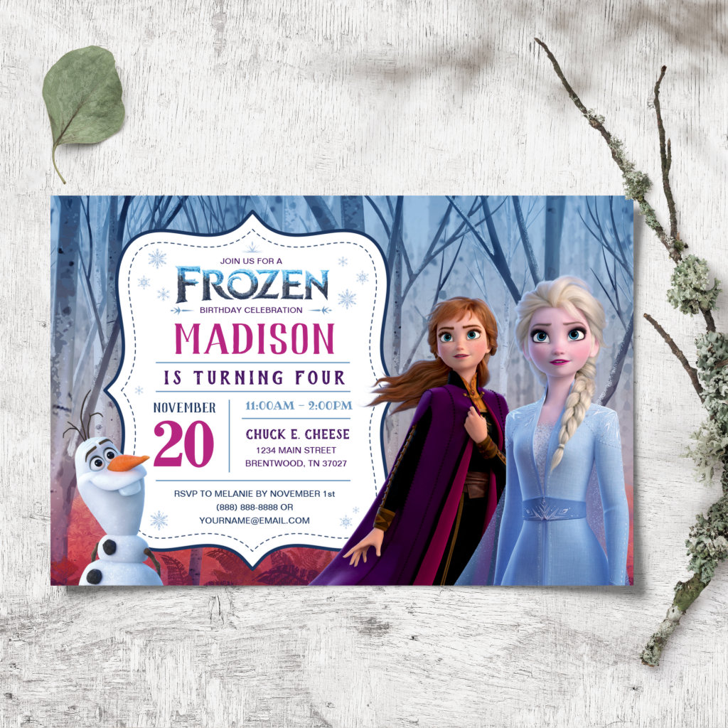 Frozen 2 - Anna, Elsa & Olaf Birthday Party Invitation
