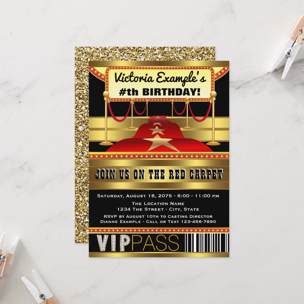 Hollywood Red Carpet Party Invitations