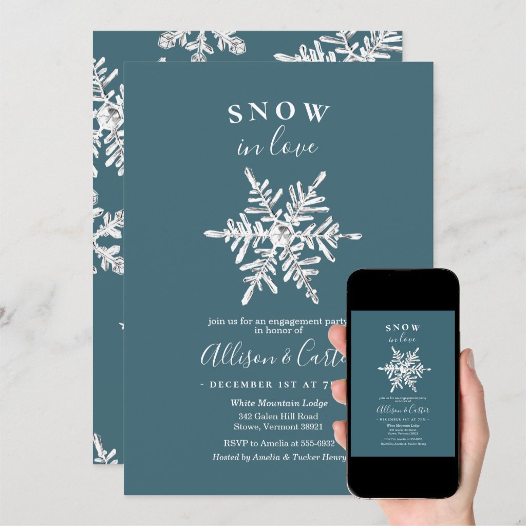 Snow in Love Snowflake Engagement Invitation
