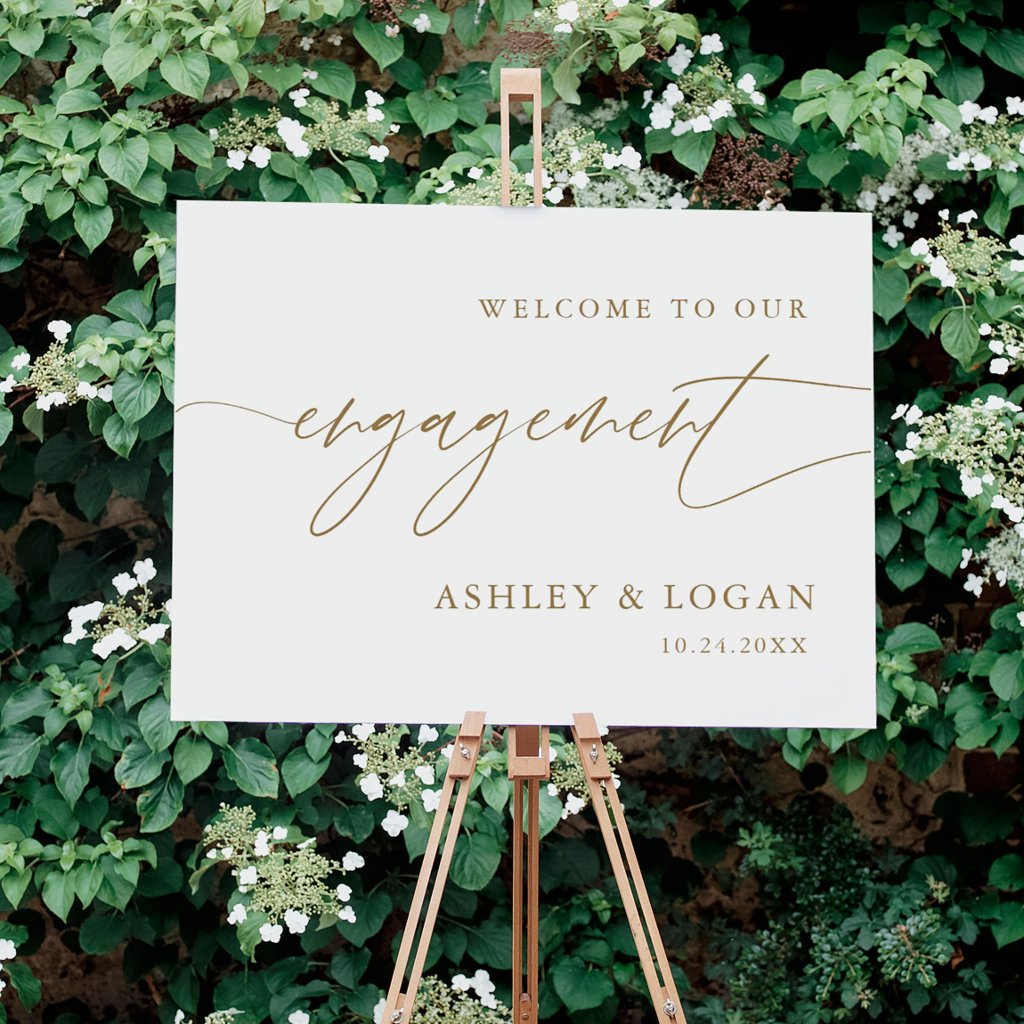Rustic Gold Engagement Party Welcome Foam Board