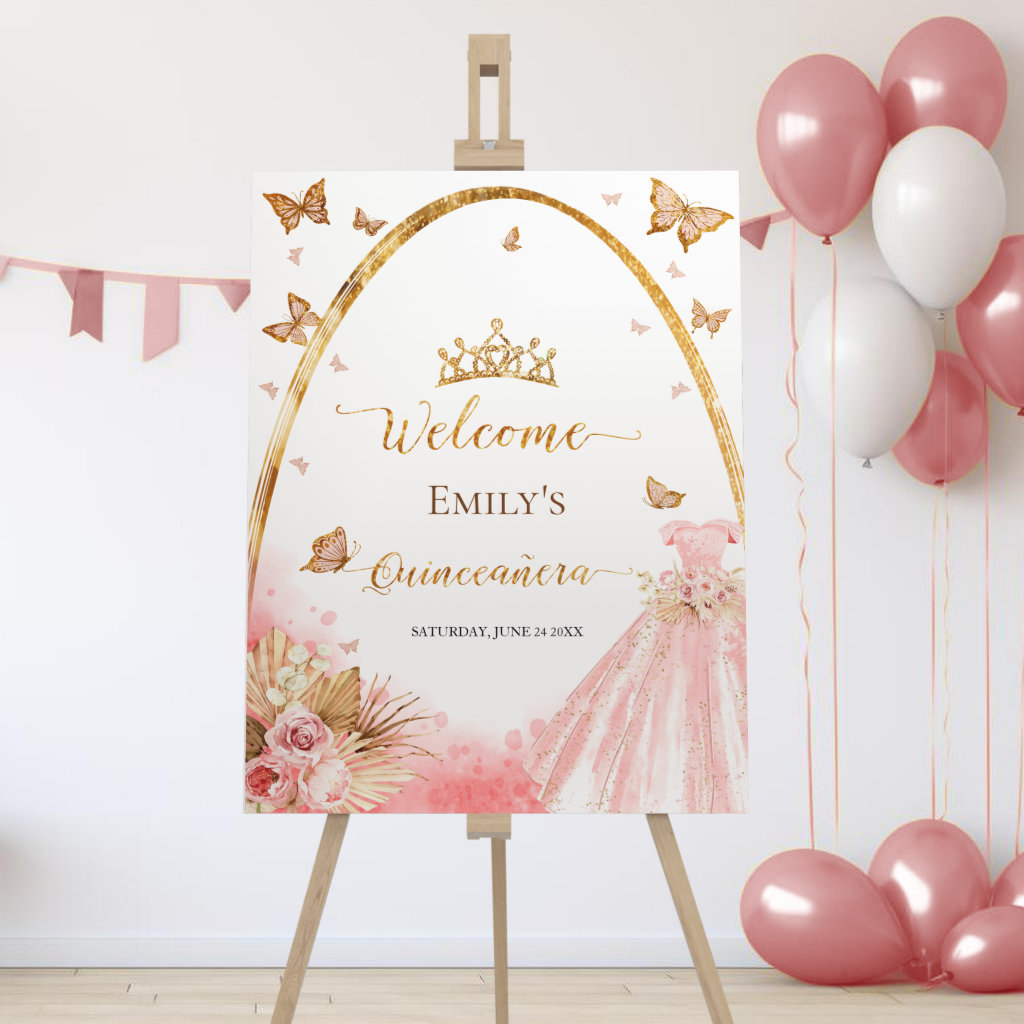 Floral Dress Quinceanera Welcome Sign Foam Board