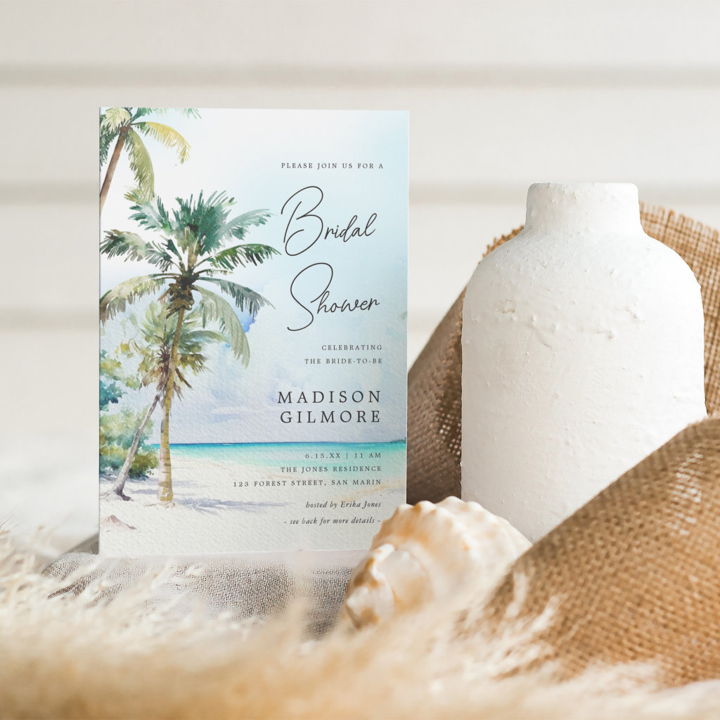 Tropical Beach Island Wedding Bridal Shower Invitation