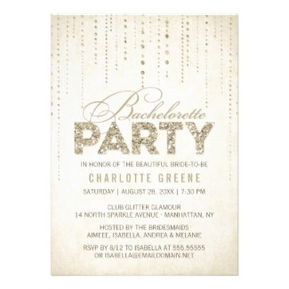 Sparkly Gold Glitter Bachelorette Party Invitation 