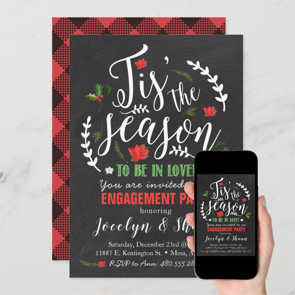 Tis' the Season Engagement Party Invitation