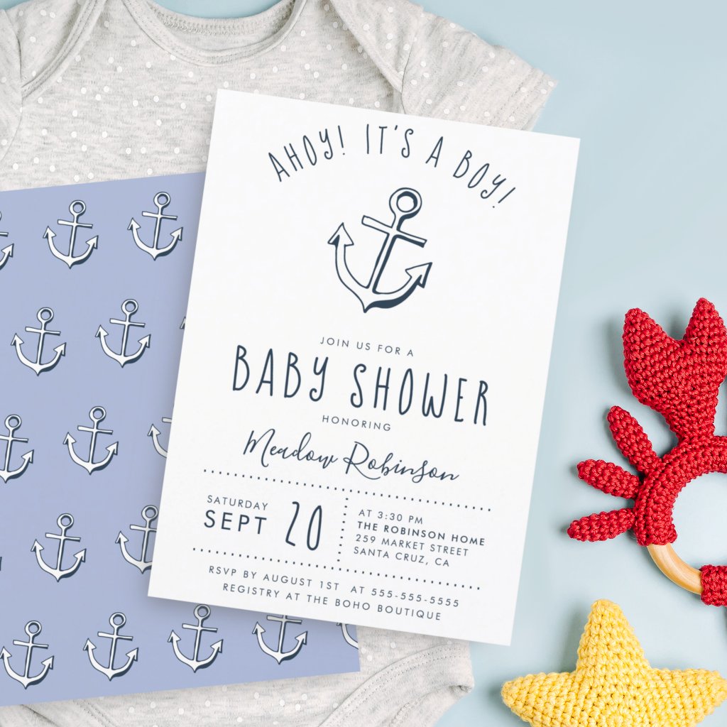 Ahoy! It's a Boy! Nautical Baby Shower Invitation