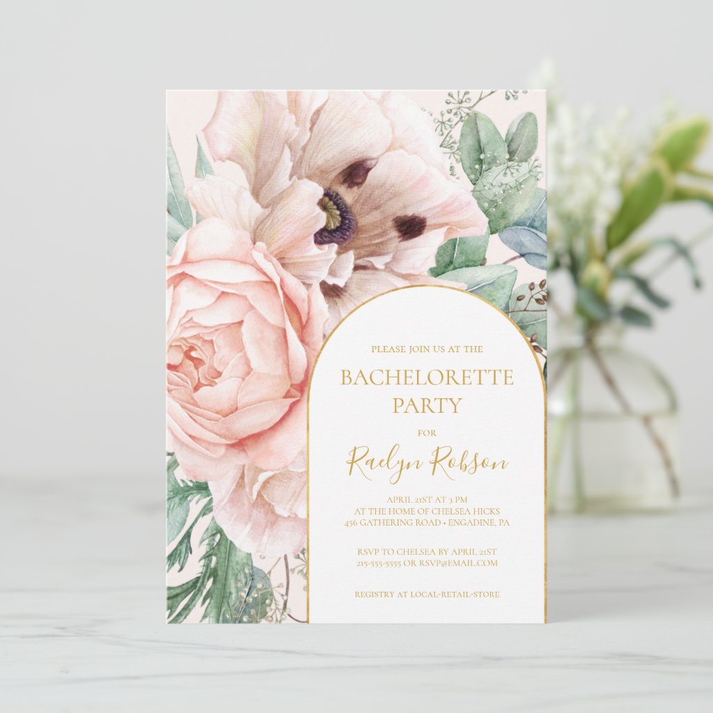 Elegant Floral Garden | Pastel Bachelorette Party Invitation