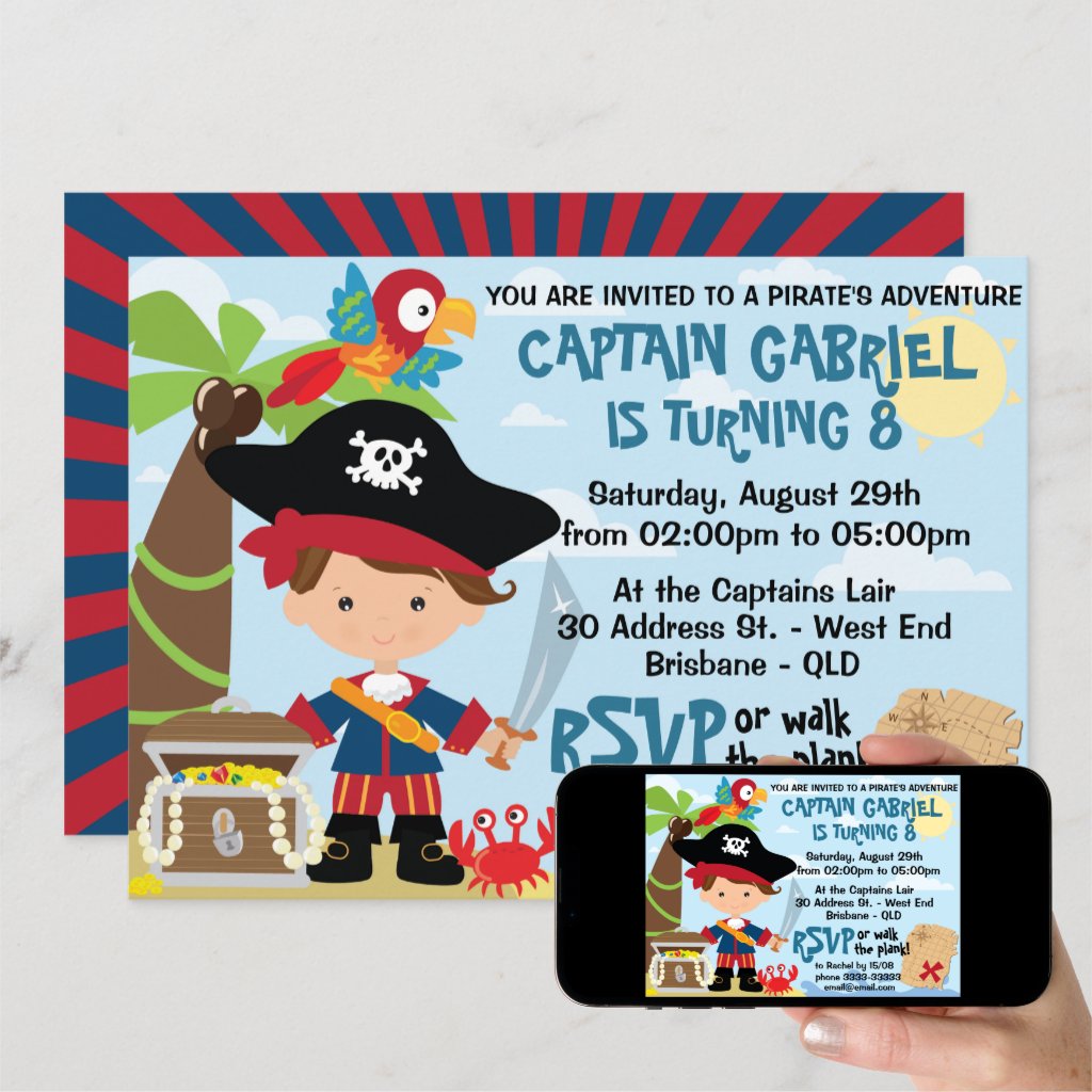 Pirate Party Birthday Invitations