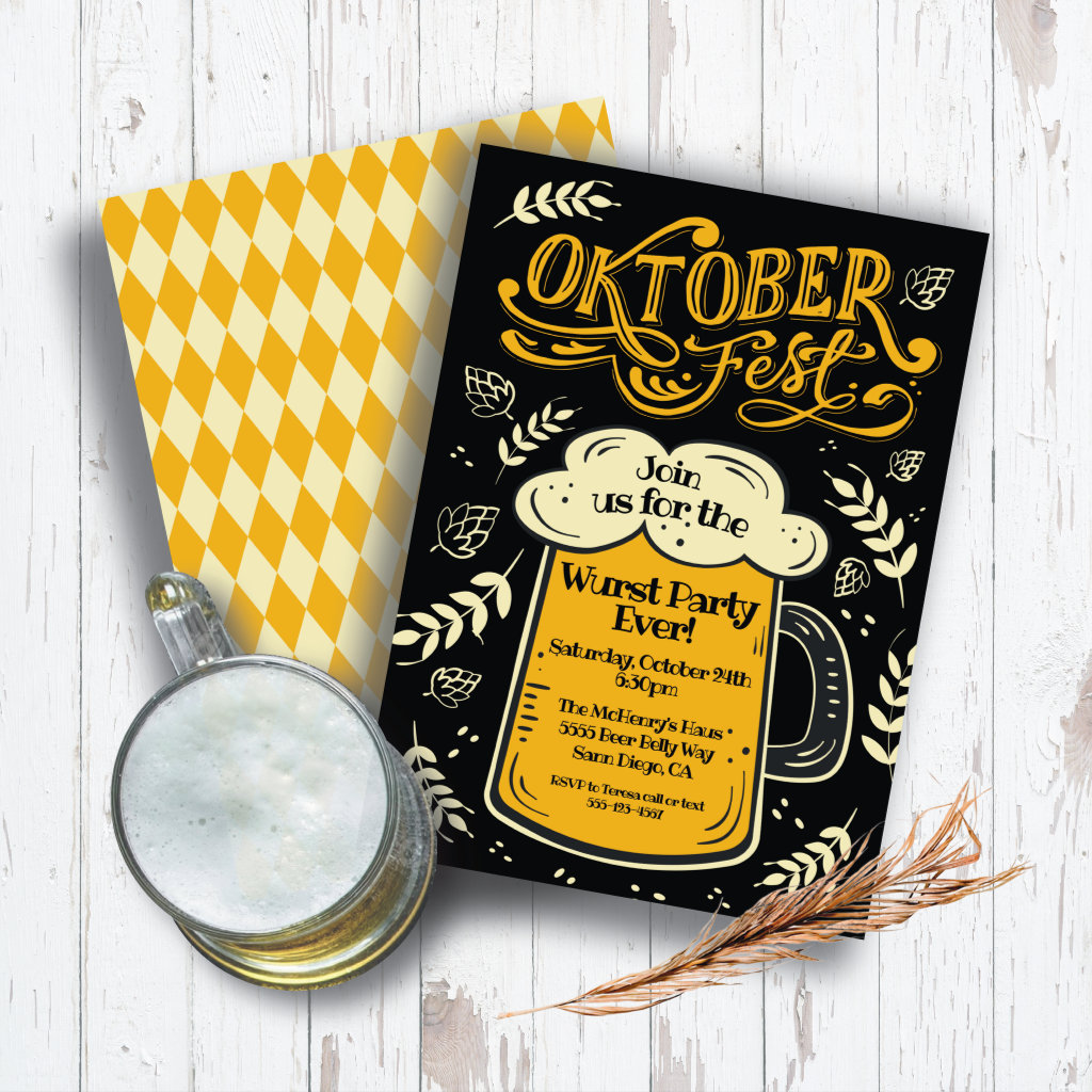Oktoberfest Wurst Party Beer Mug Invitation