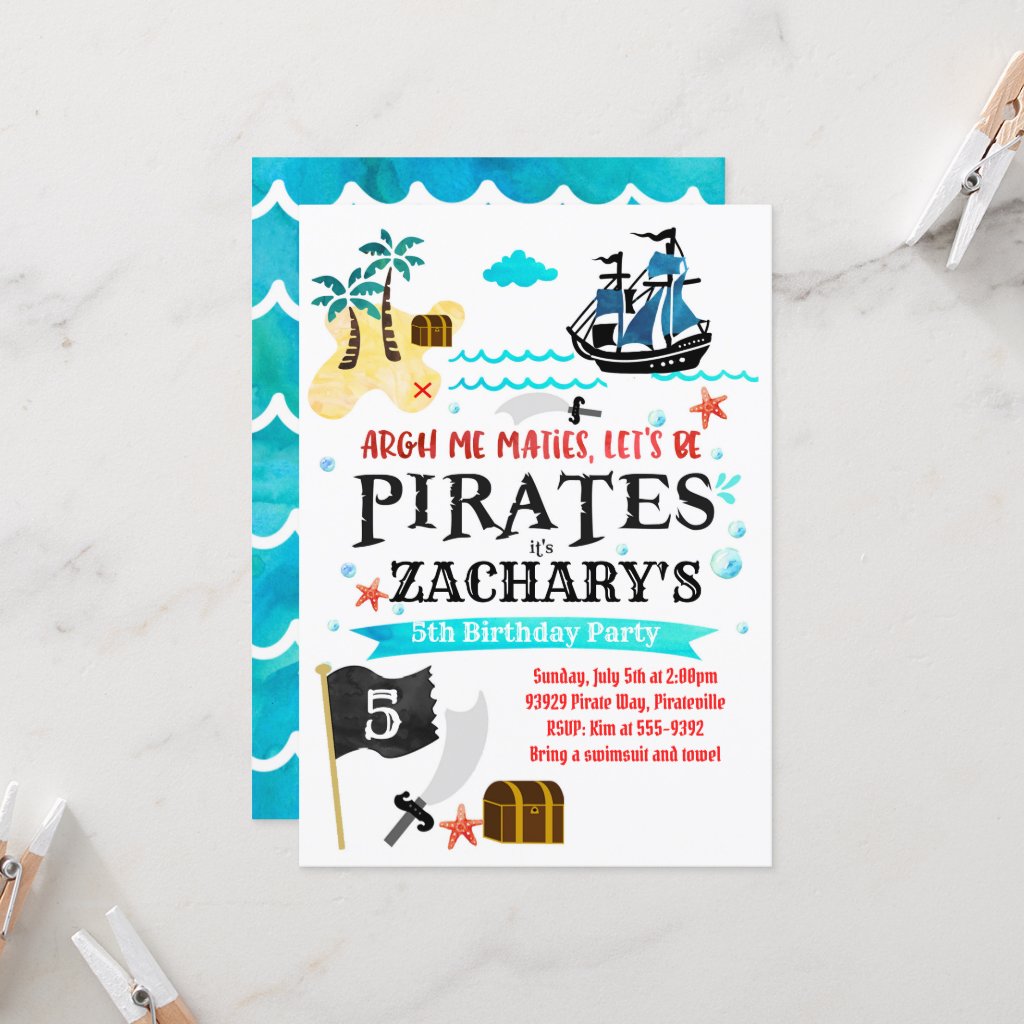 Pirate birthday party invitation Pirates