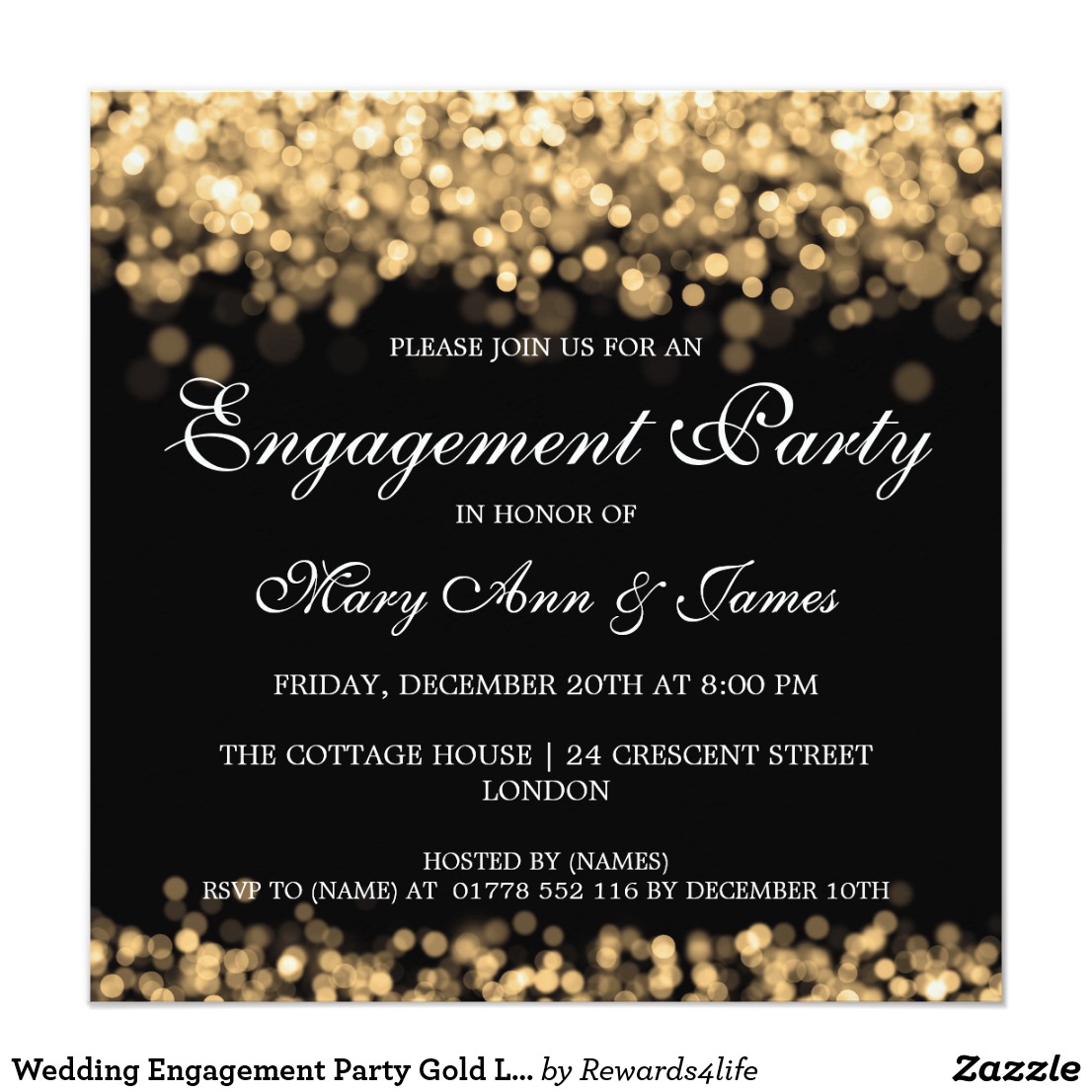String Lights Engagement Party Invitations