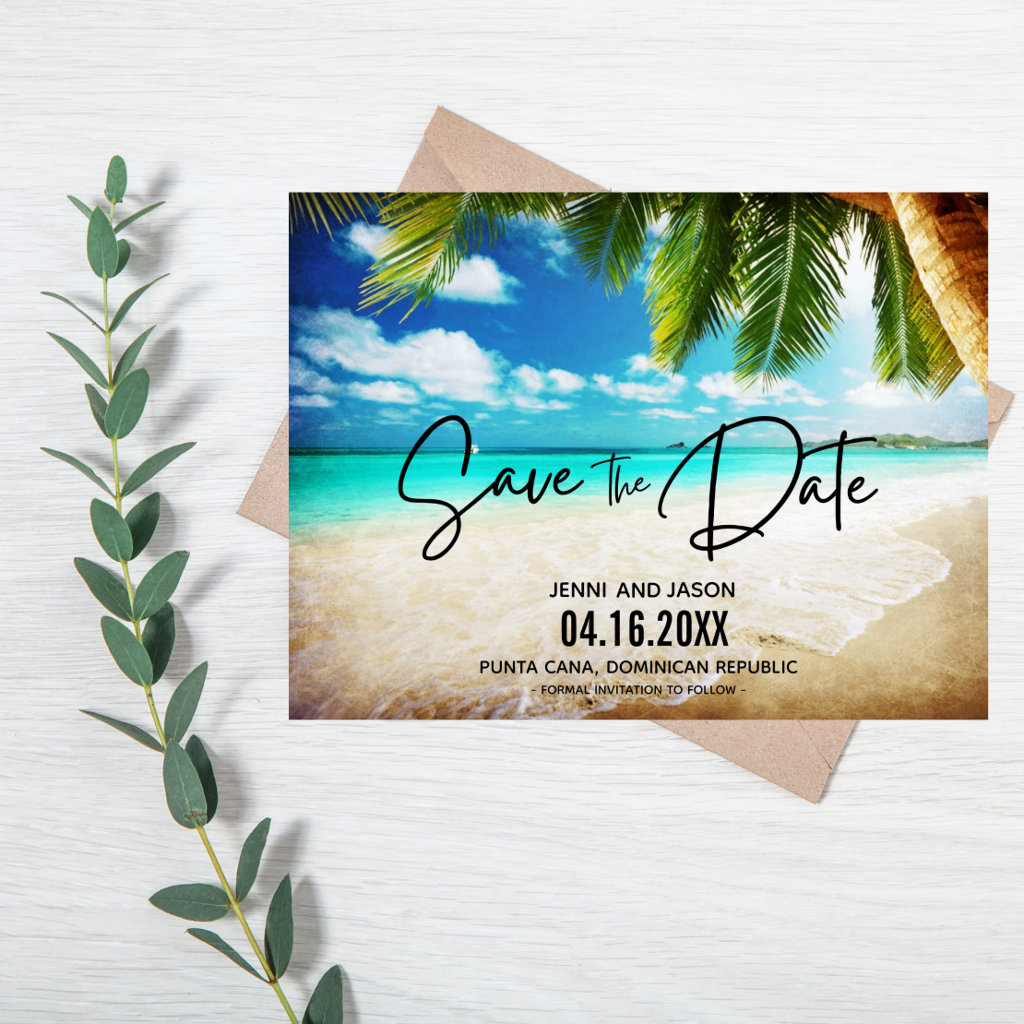 Beach Destination Wedding Save The Date Announcem Announcement Postcard