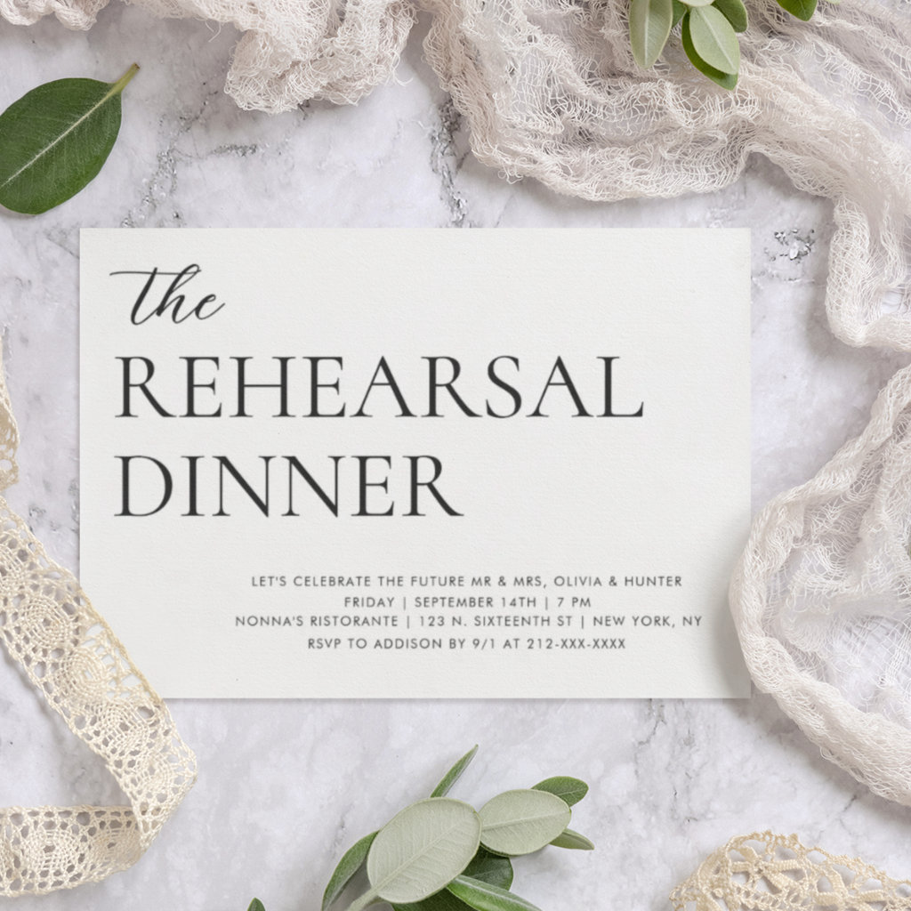 Elegant Simple Rehearsal Dinner Invitation