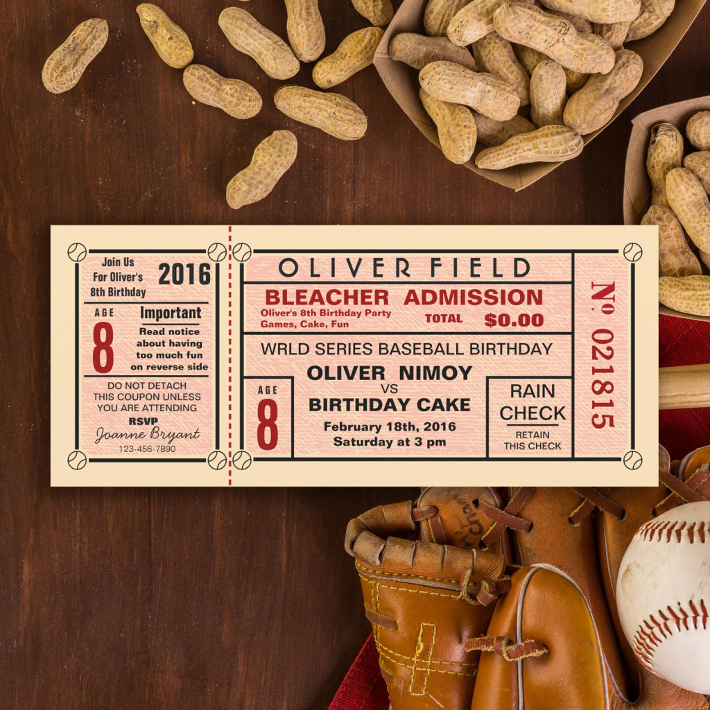 Vintage Stadium Ticket Baseball Birthday Invitation