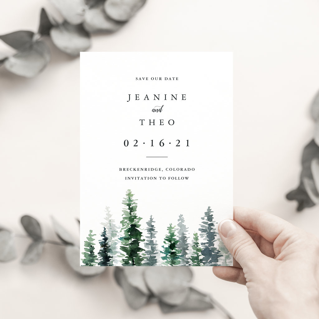 Timber Grove | Winter Watercolor Save the Date