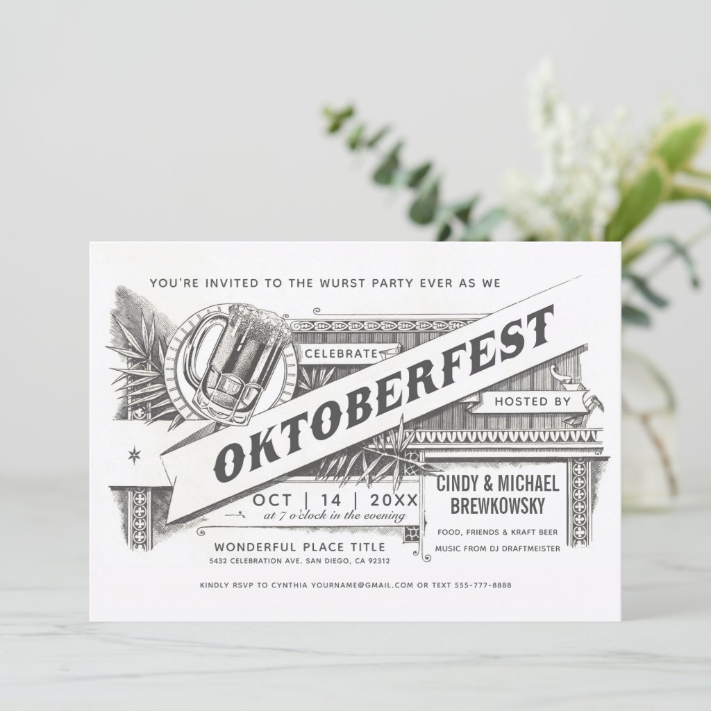 Supreme Vintage Oktoberfest Invitations
