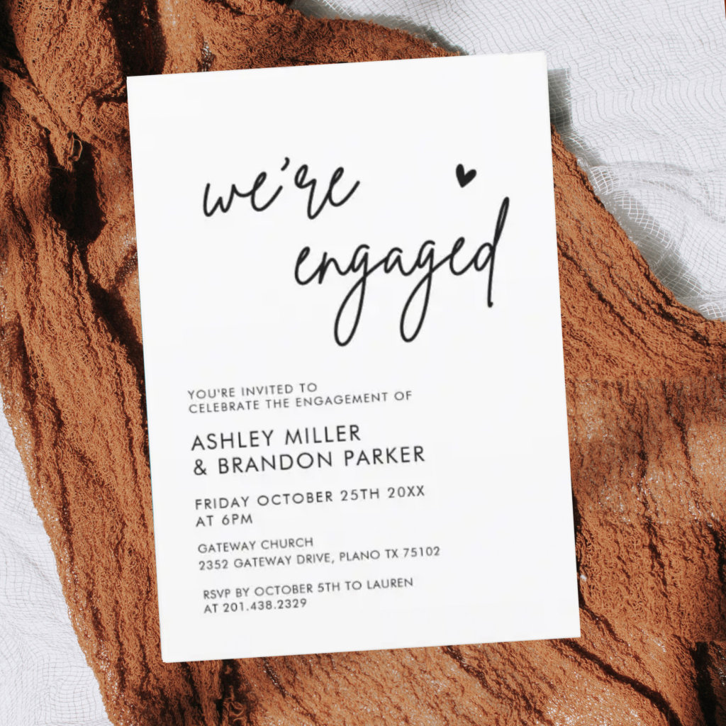 Minimalist Modern We're Engaged Engagement Party Invitation