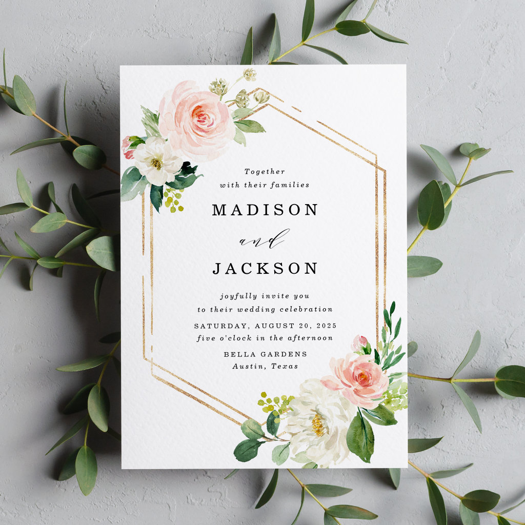 Nature-inspired wedding invitations with floral design