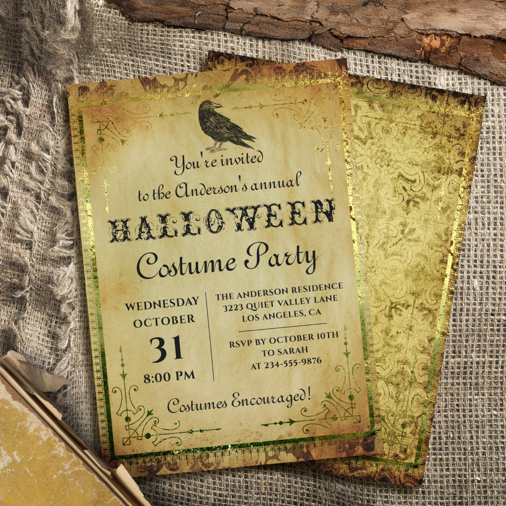 Spooky Vintage Gothic Halloween Costume Party Invitation