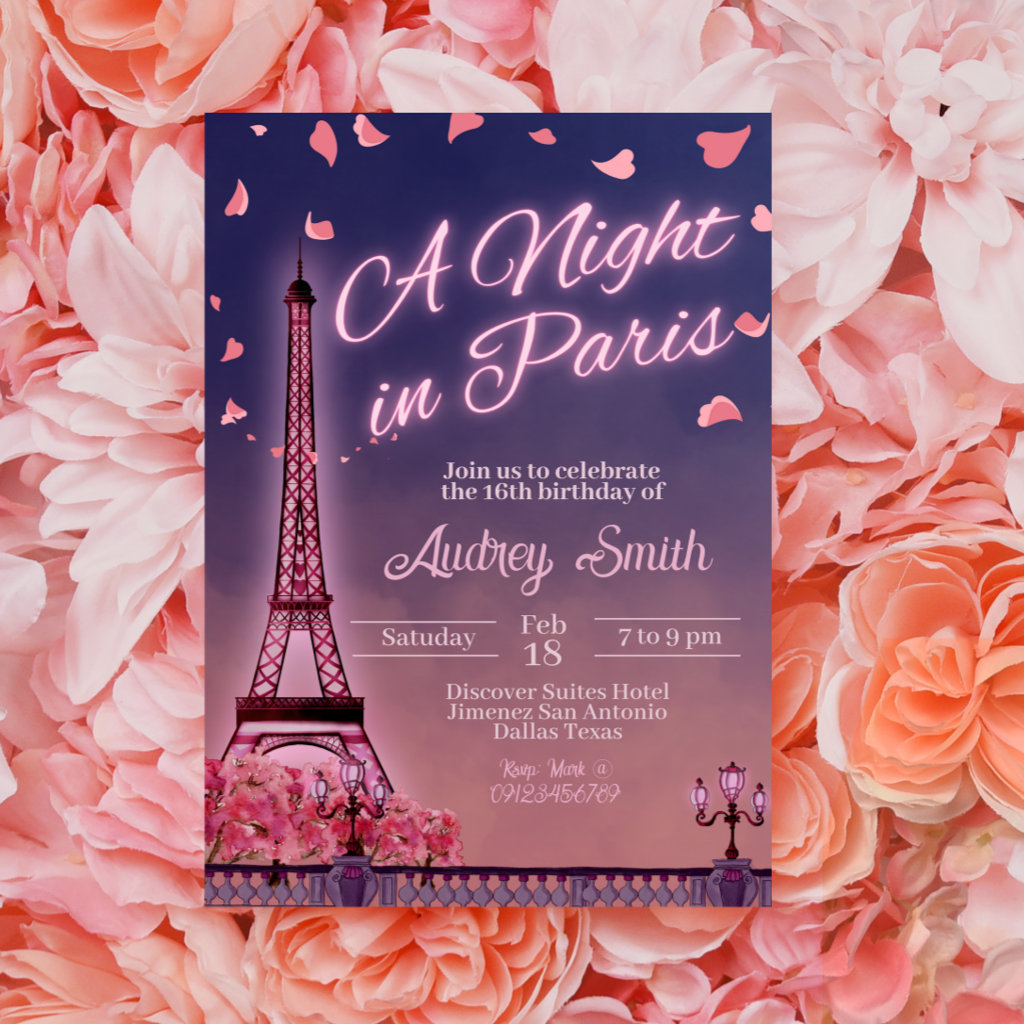 Night in Paris - Birthday Invitation